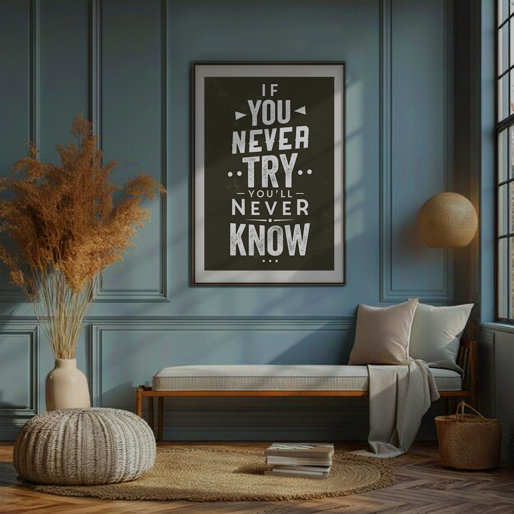 Never Try, Never Know - Typography art
