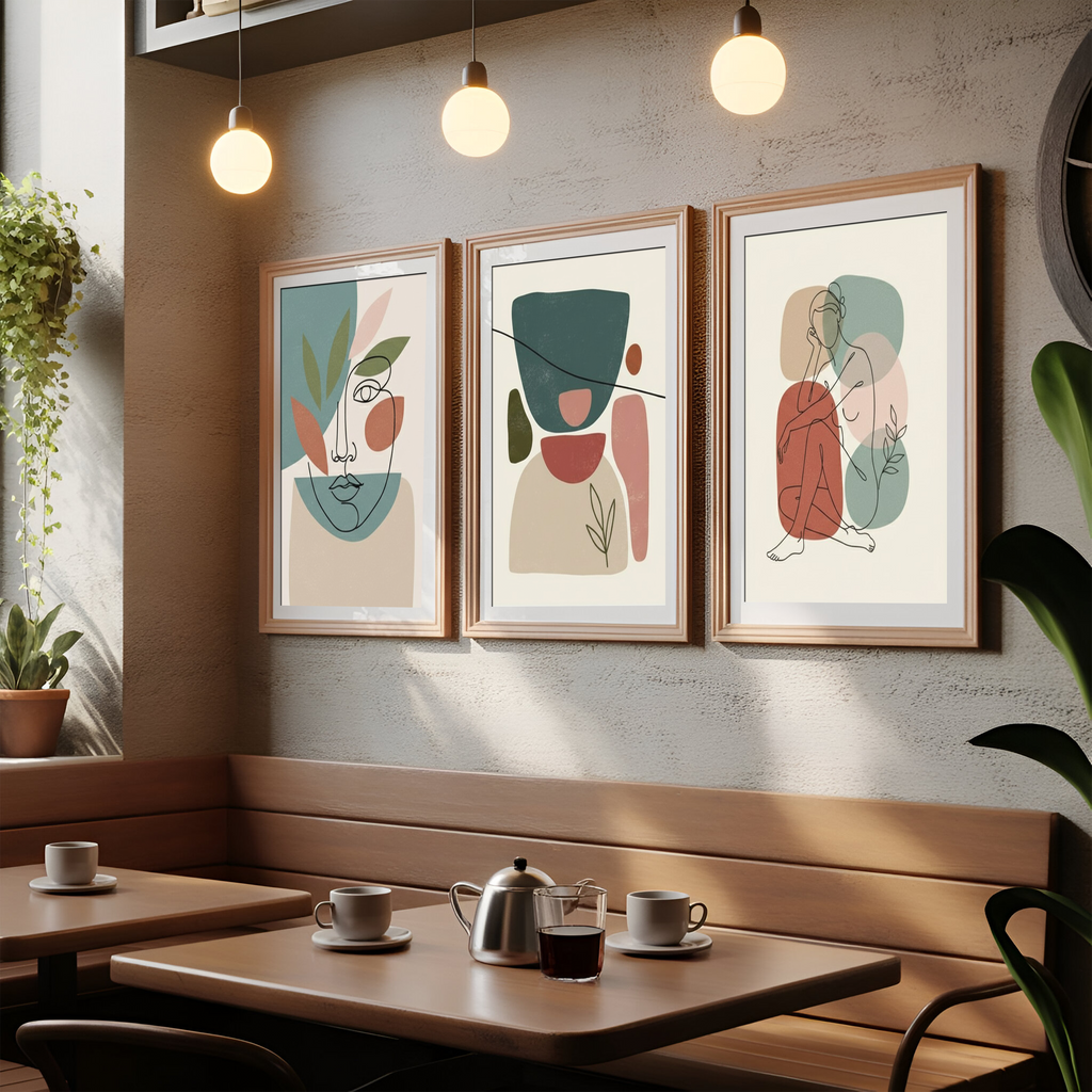 Abstract Minimal Line Art – Set of 3 Wall Frames