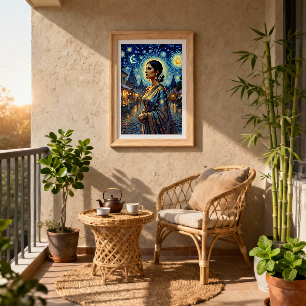 Starry Night Muse – Ethnic Portrait Wall Art