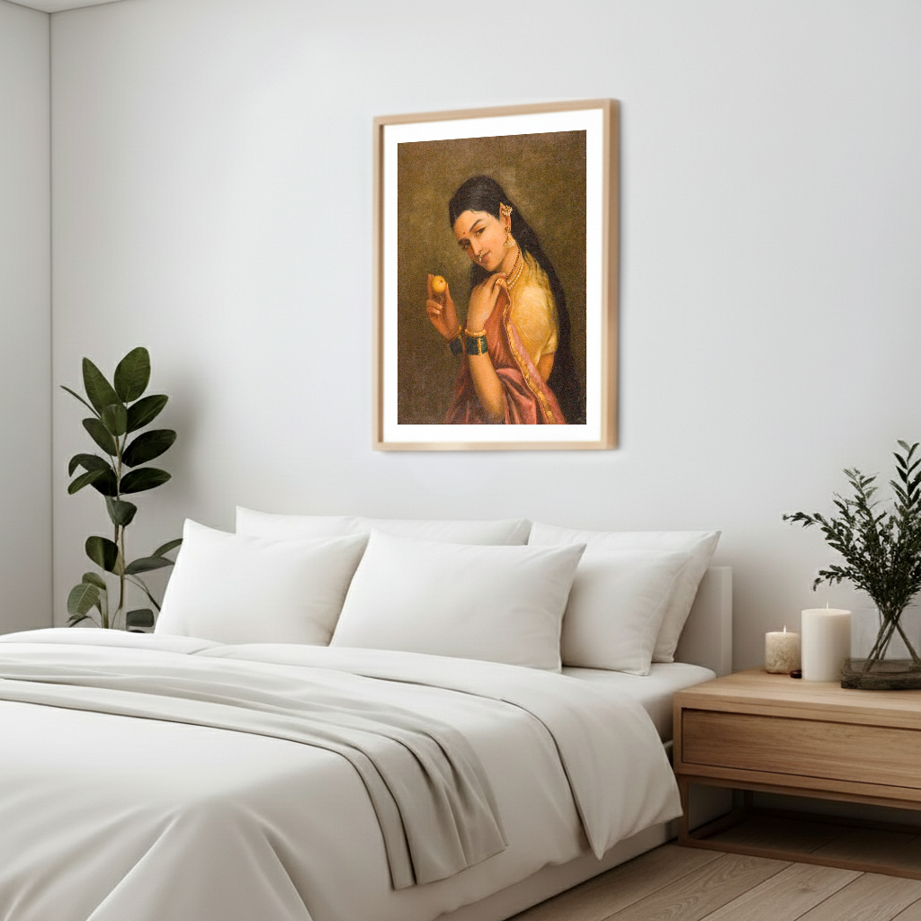 Woman Holding a Fruit – Raja Ravi Varma