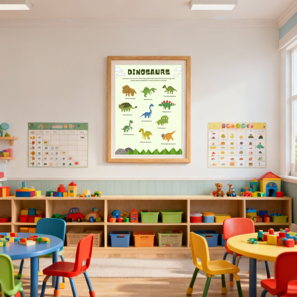 Cute Dinosaurs Learning Chart