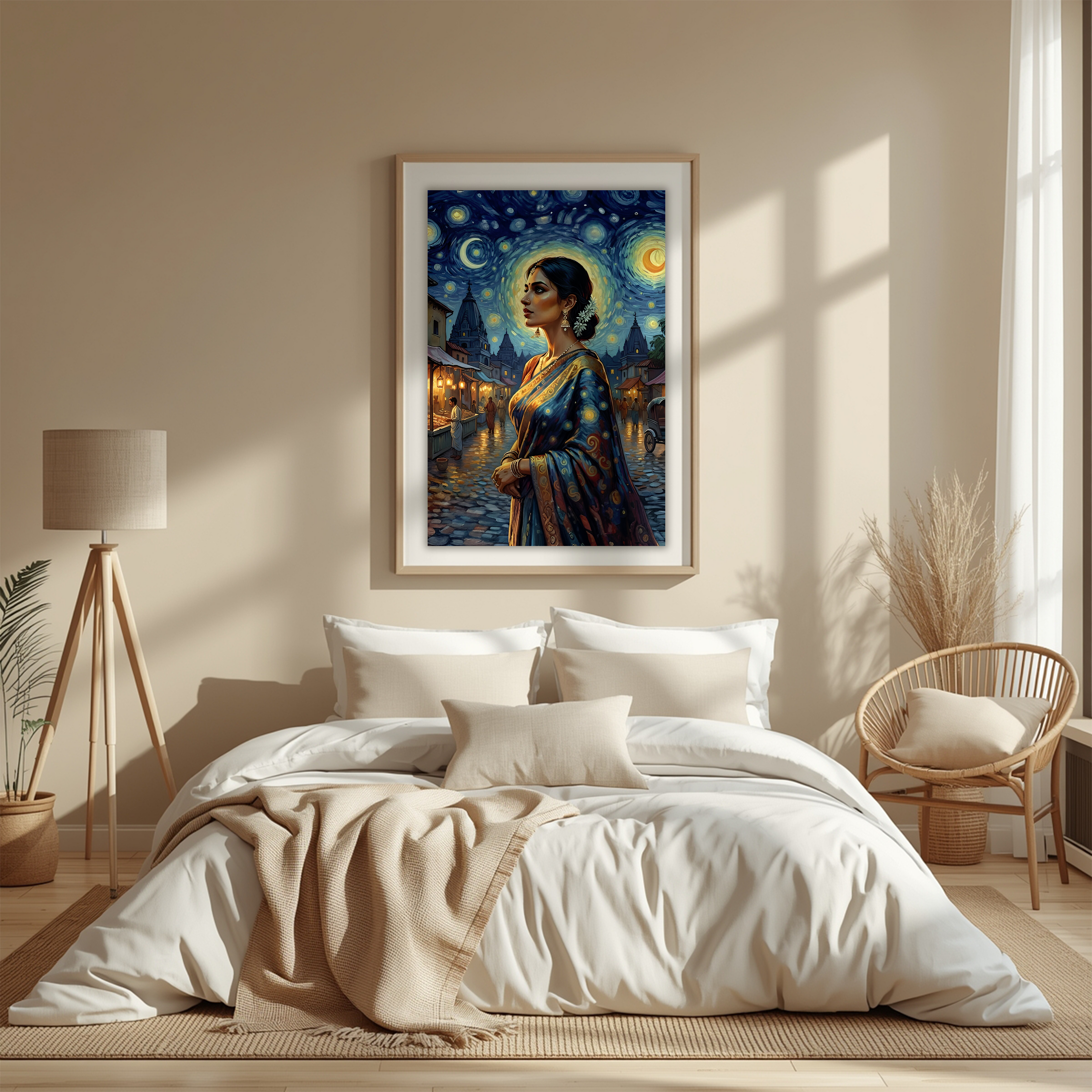 Starry Night Muse – Ethnic Portrait Wall Art