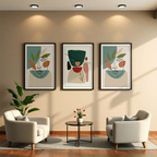 Abstract Minimal Line Art – Set of 3 Wall Frames