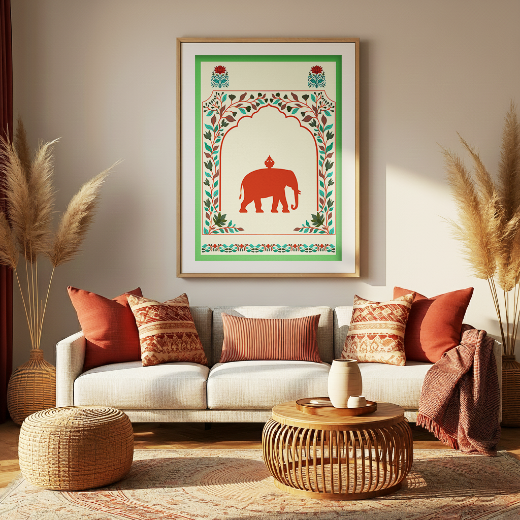 Royal Elephant Motif – Vermilion Variant