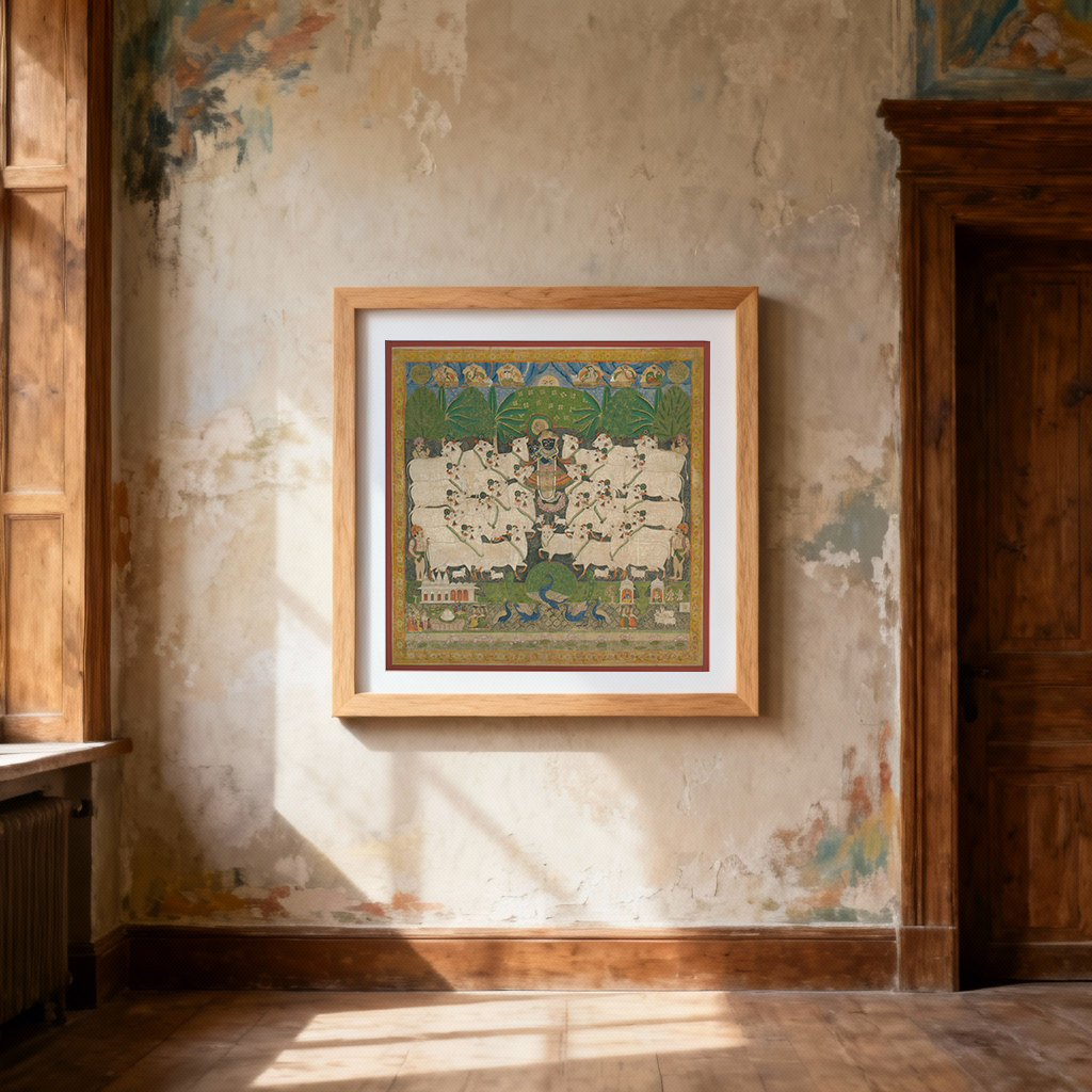 Gopashtami – Krishna with Sacred Cows (Pichwai Art)