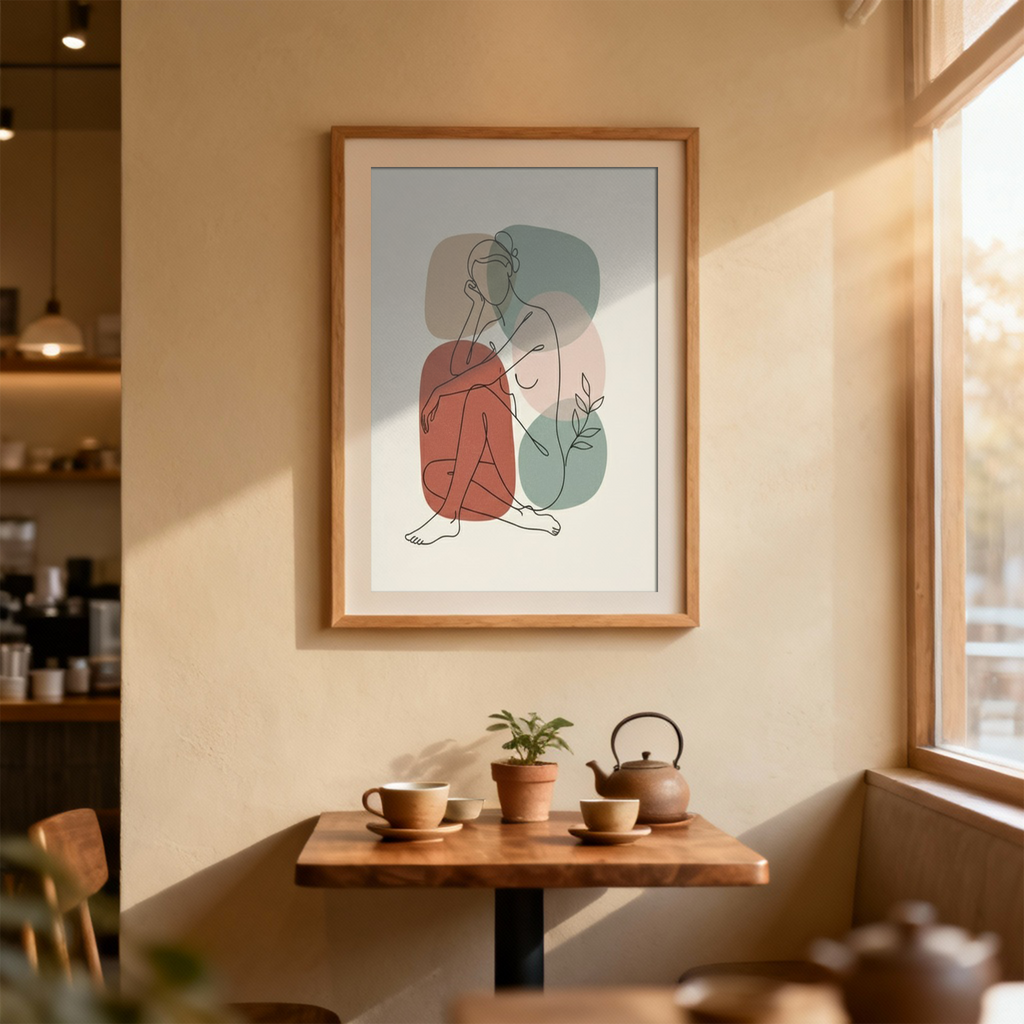 Sitting Nude Line Art