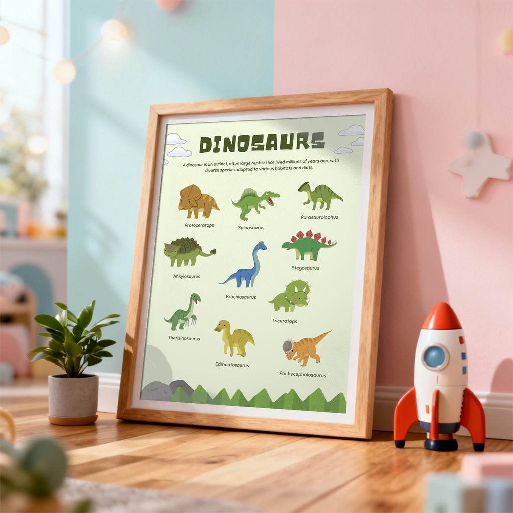 Cute Dinosaurs Learning Chart