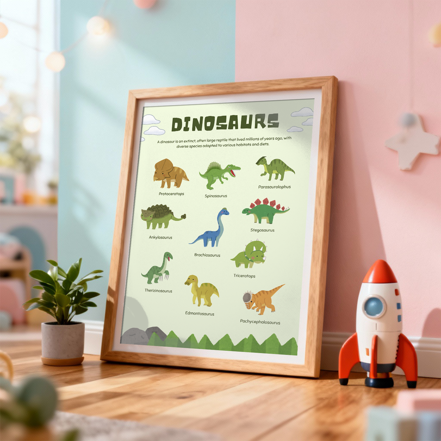 Cute Dinosaurs Learning Chart