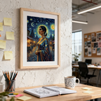 Starry Night Muse – Ethnic Portrait Wall Art