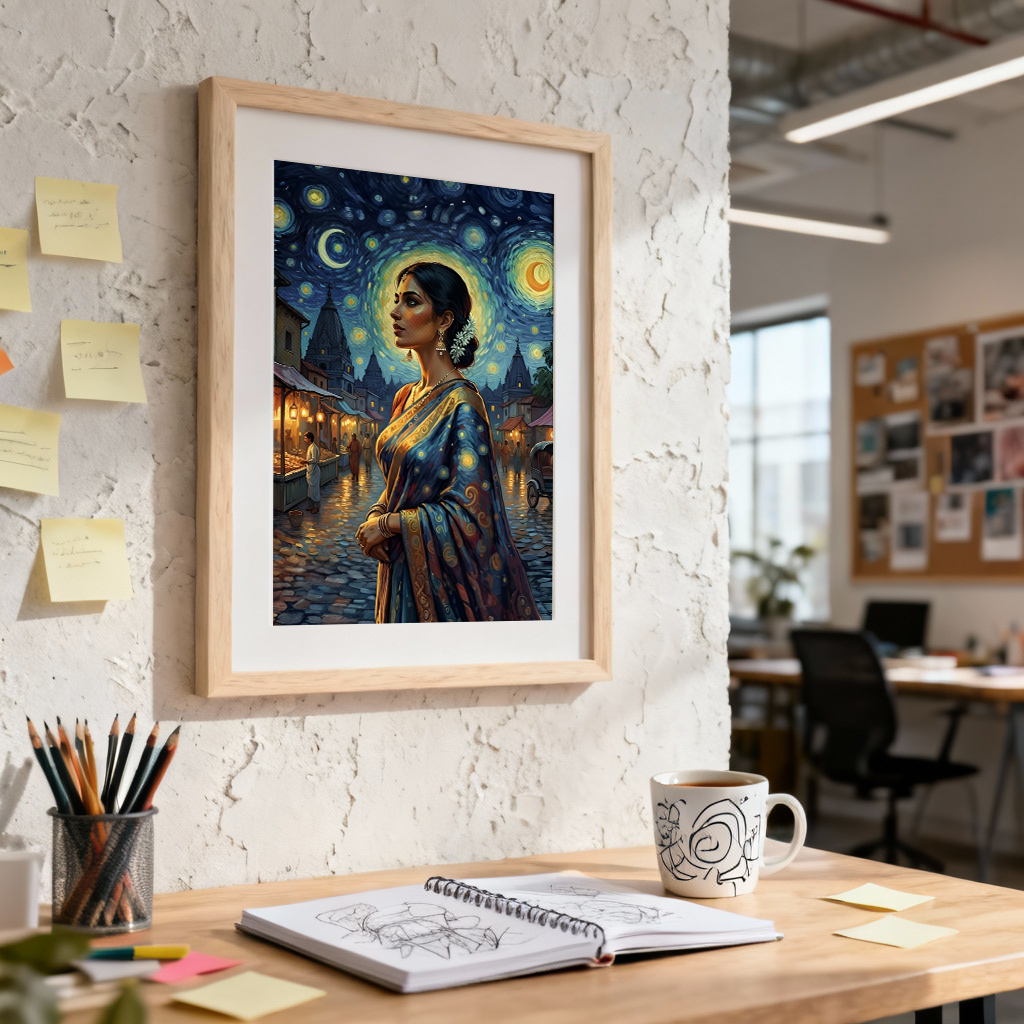 Starry Night Muse – Ethnic Portrait Wall Art