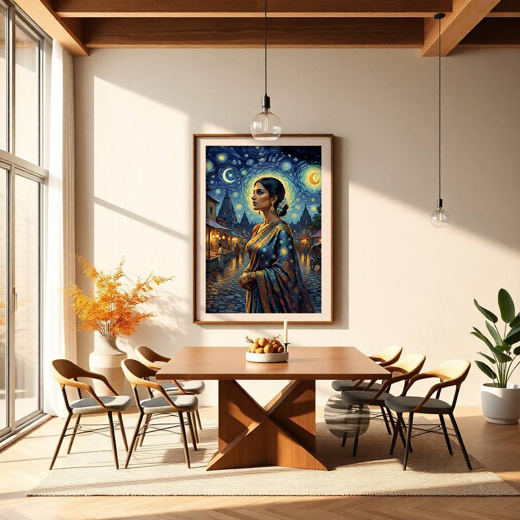 Starry Night Muse – Ethnic Portrait Wall Art