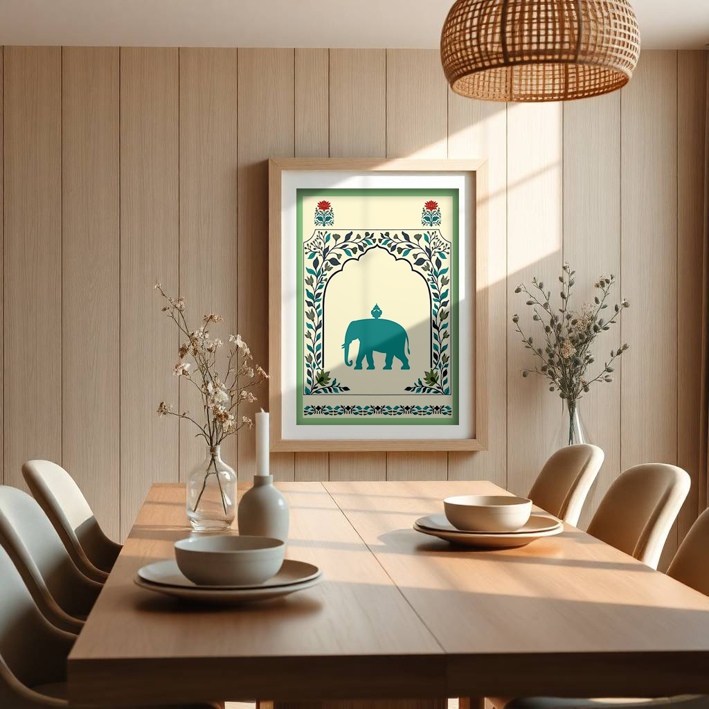 Royal Elephant Motif – Teal Variant