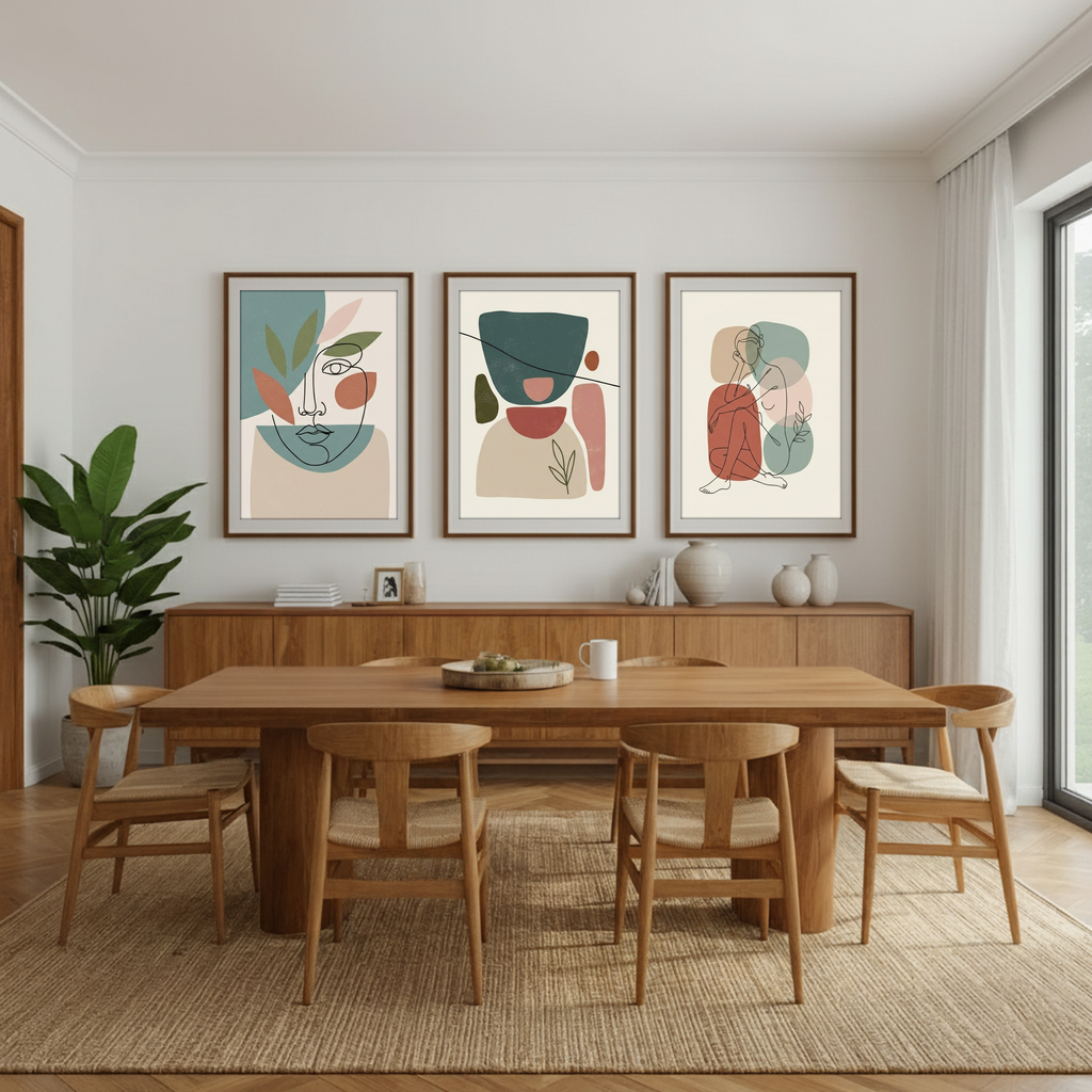 Abstract Minimal Line Art – Set of 3 Wall Frames