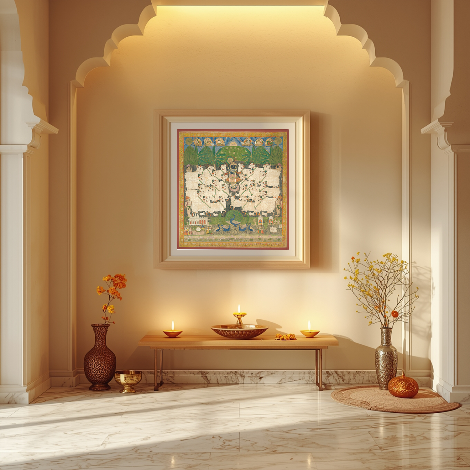 Gopashtami – Krishna with Sacred Cows (Pichwai Art)