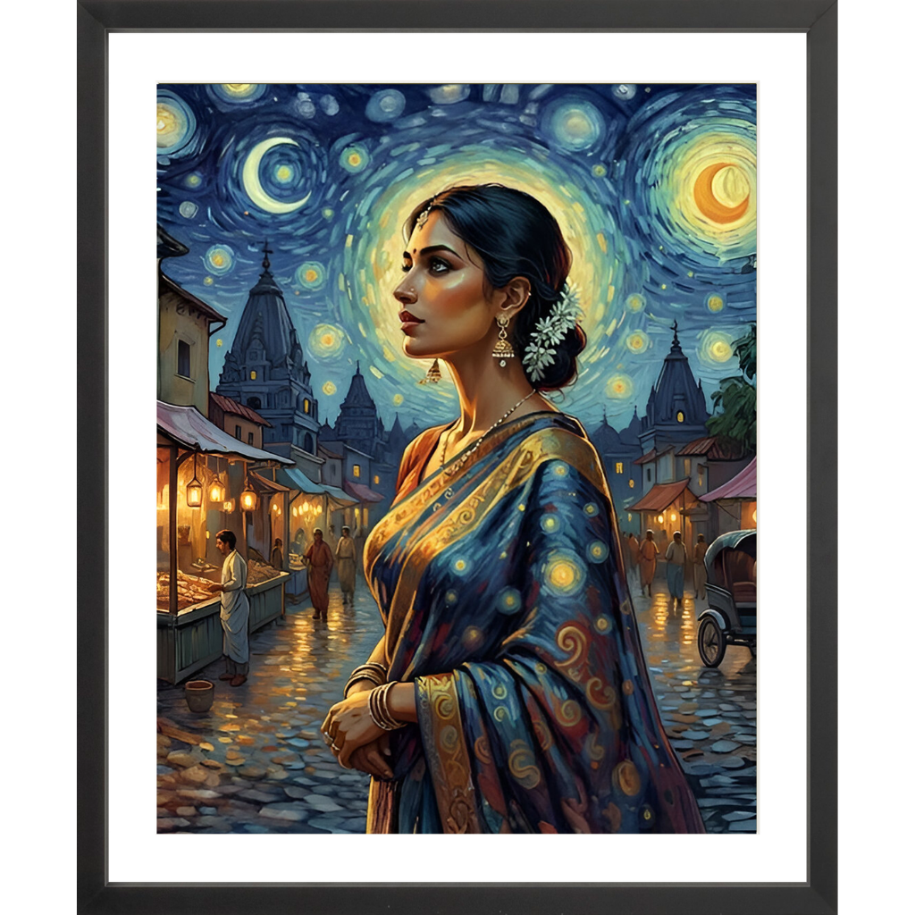 Starry Night Muse – Ethnic Portrait Wall Art