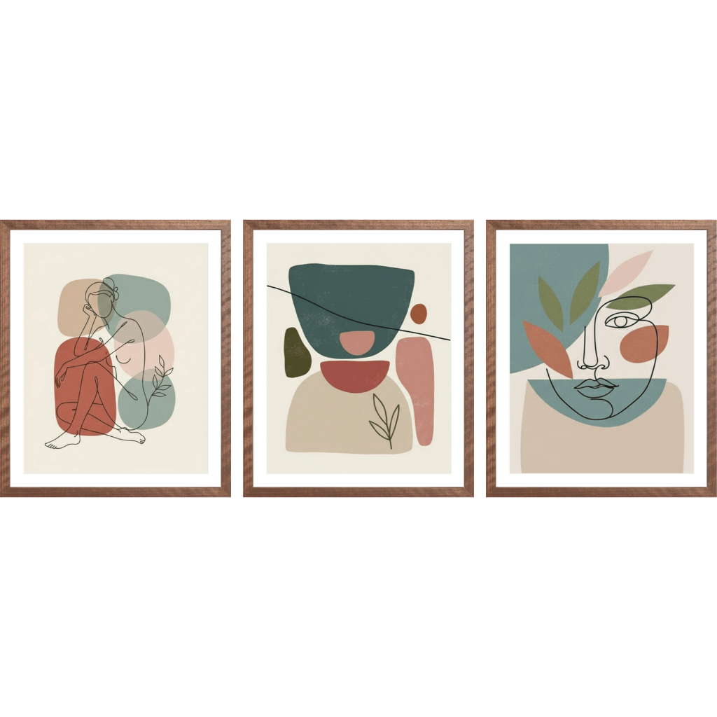 Abstract Minimal Line Art – Set of 3 Wall Frames